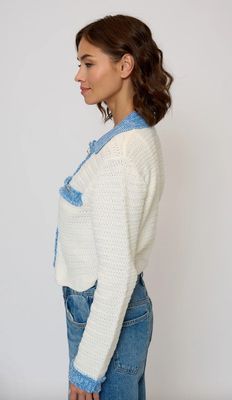 Central Park West Rose Scallop Edge Sweater