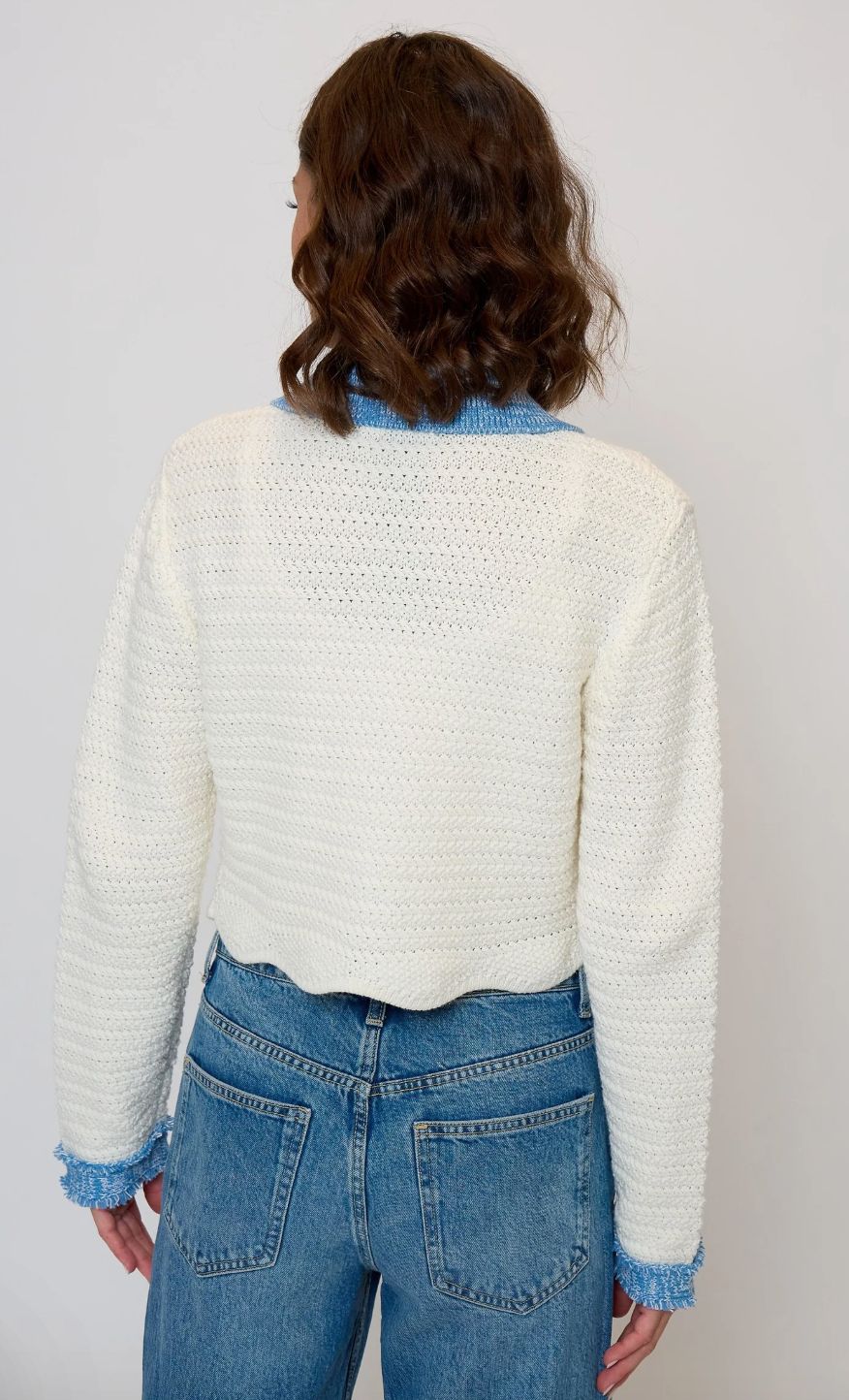 Central Park West Rose Scallop Edge Sweater