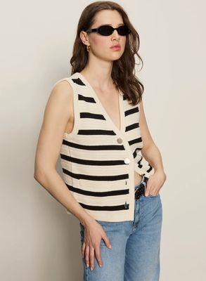 Sanctuary Textured Sweater Vest Macrame/ Black Stripe 3