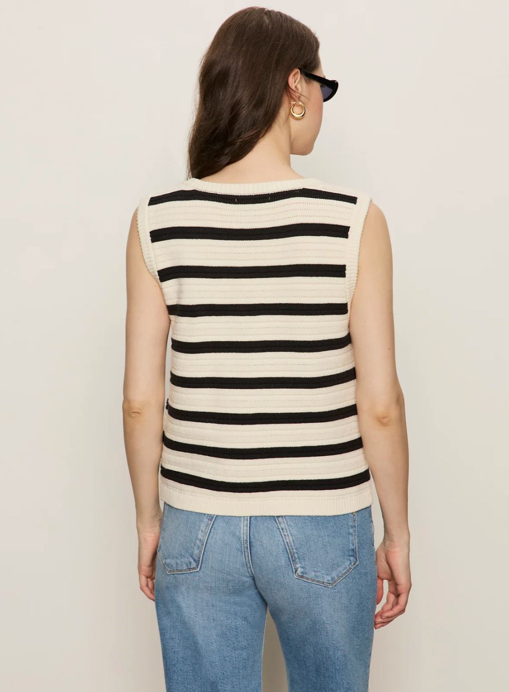 Sanctuary Textured Sweater Vest Macrame/ Black Stripe 3