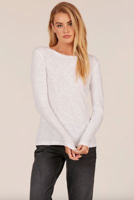 Bobi Crewneck Curve Hem Long Sleeve Tee