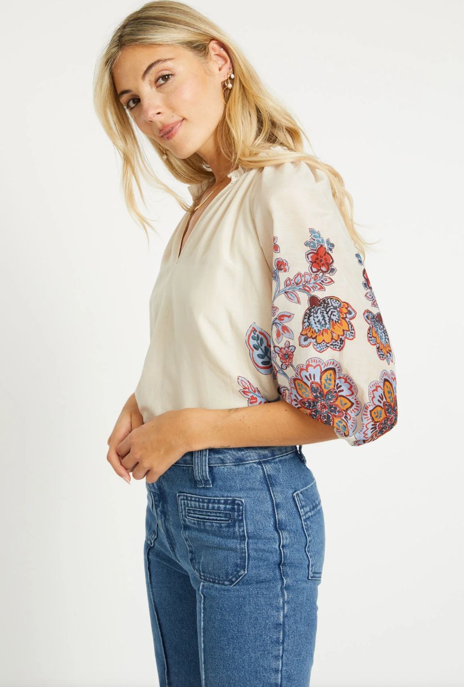 Caballero - Zara Woodblock Bloom Top