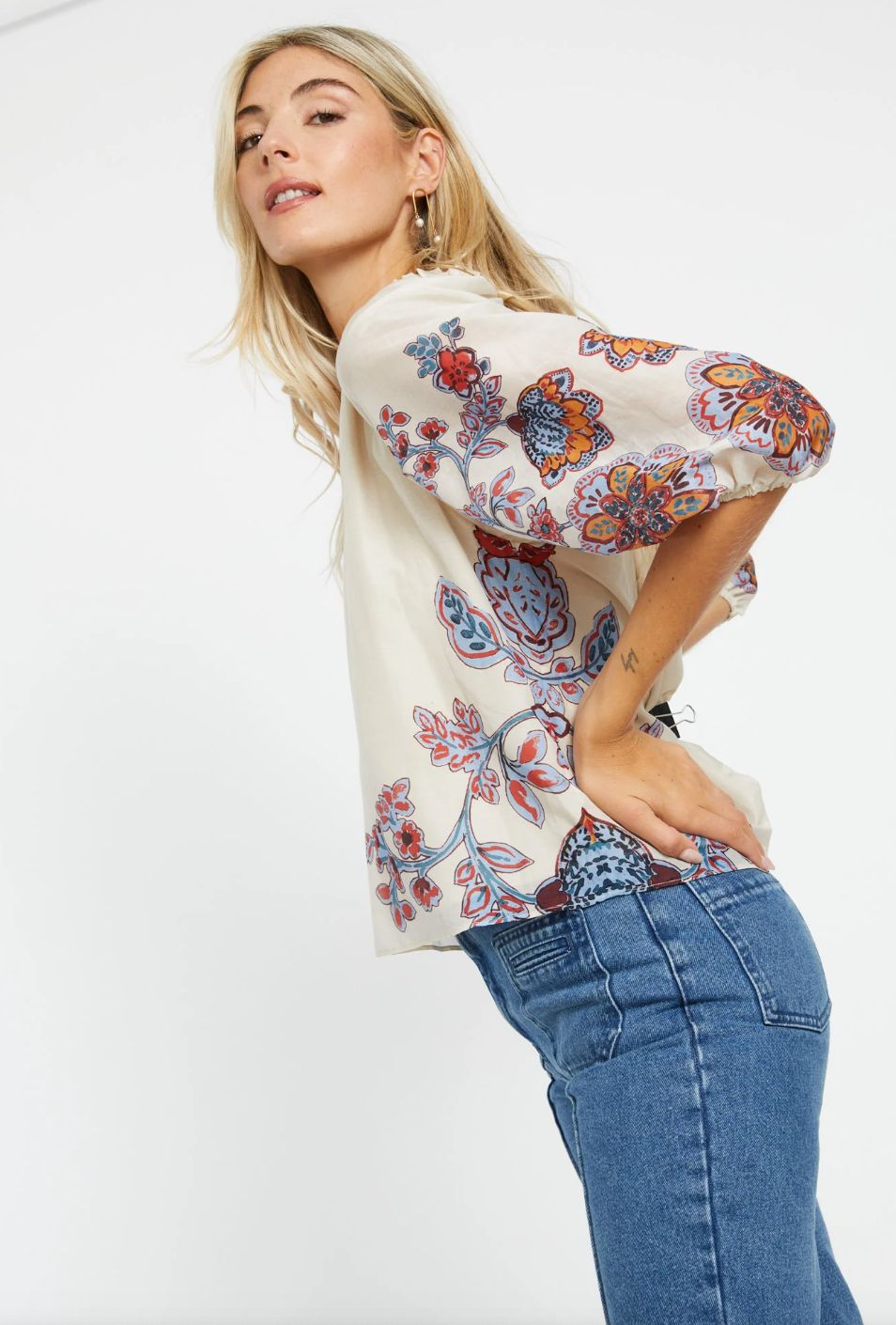 Caballero - Zara Woodblock Bloom Top