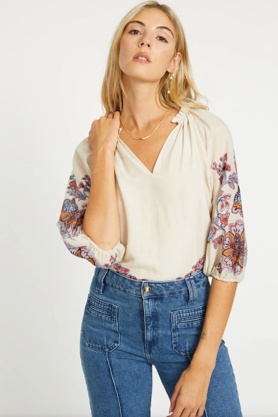 Caballero - Zara Woodblock Bloom Top