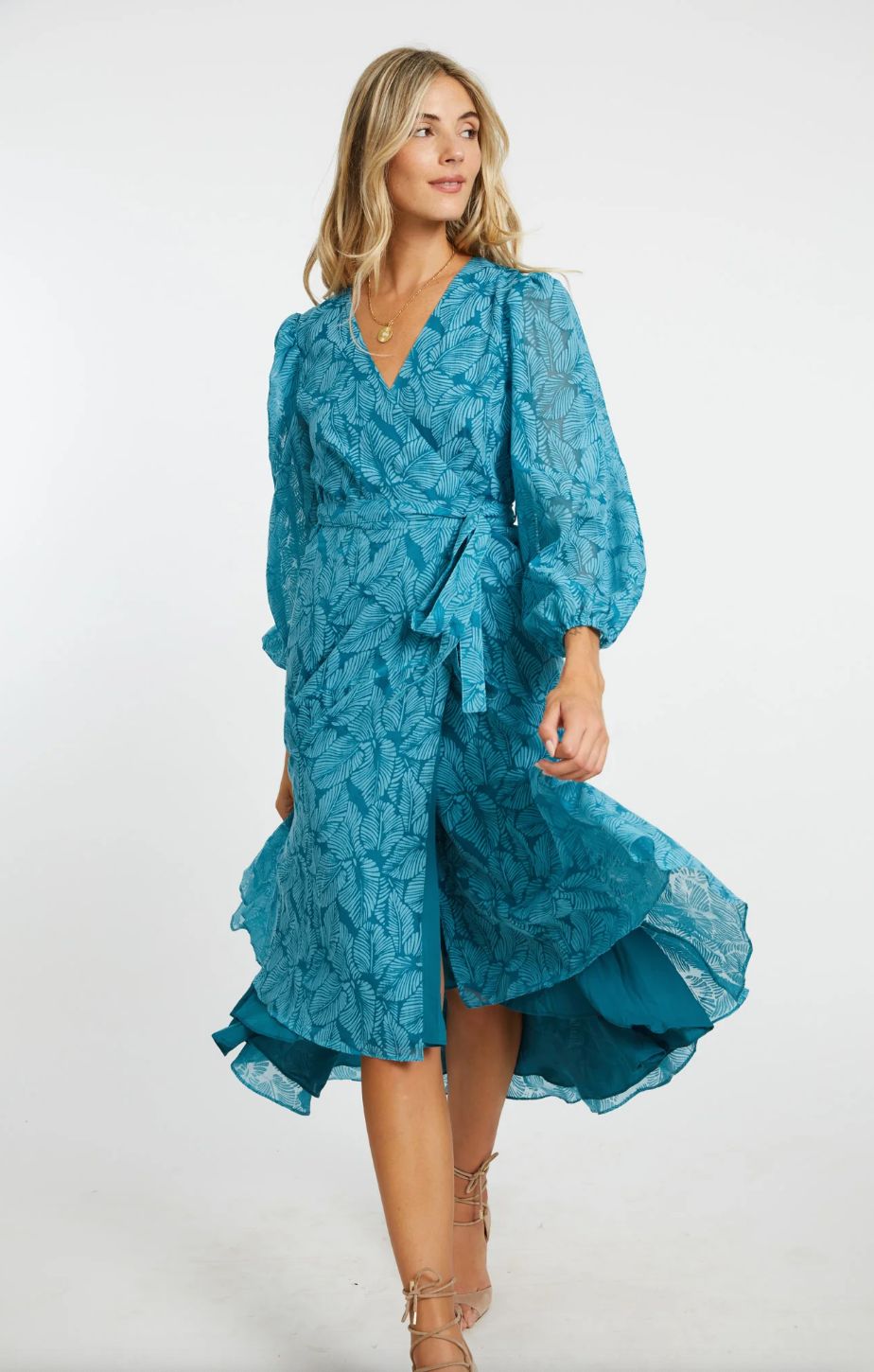 Caballero - Moon Teal Leaf Burnout Maxi