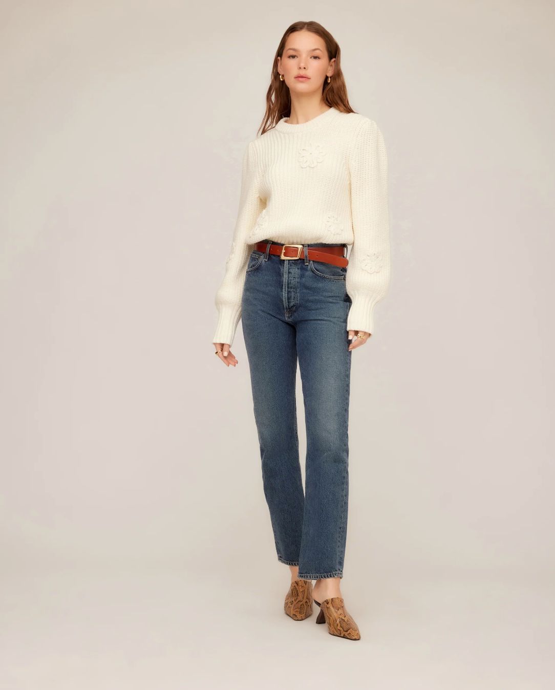 Fifteen Twenty Brylee Crochet Flower Detail Sweater