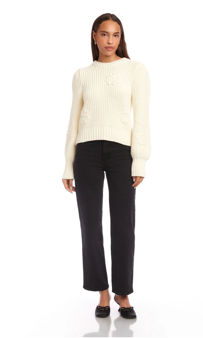 Fifteen Twenty Brylee Crochet Flower Detail Sweater