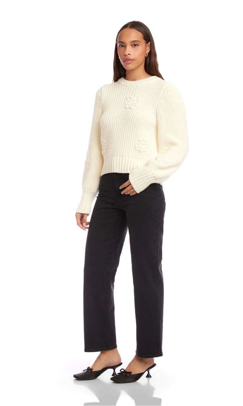 Fifteen Twenty Brylee Crochet Flower Detail Sweater