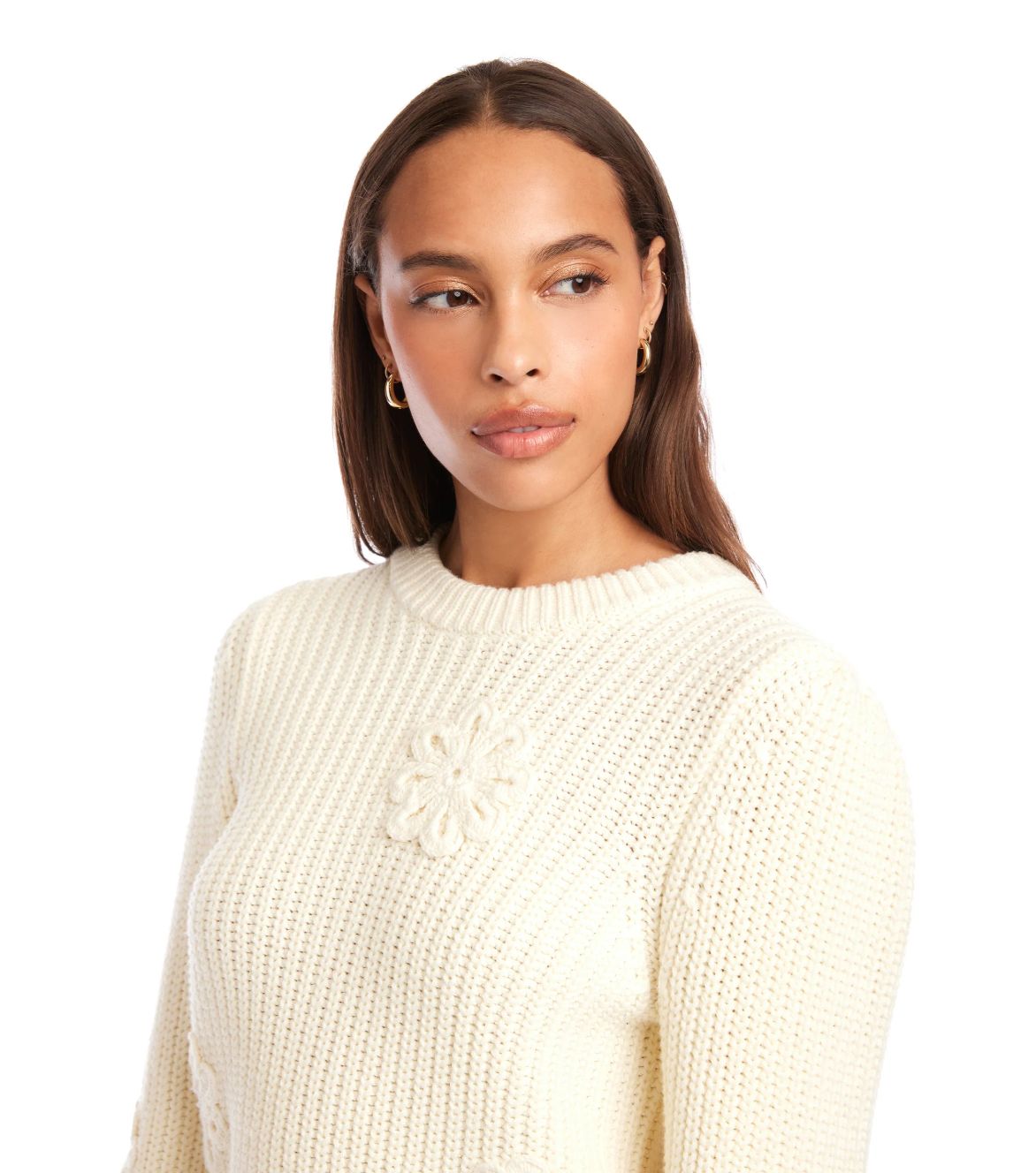 Fifteen Twenty Brylee Crochet Flower Detail Sweater