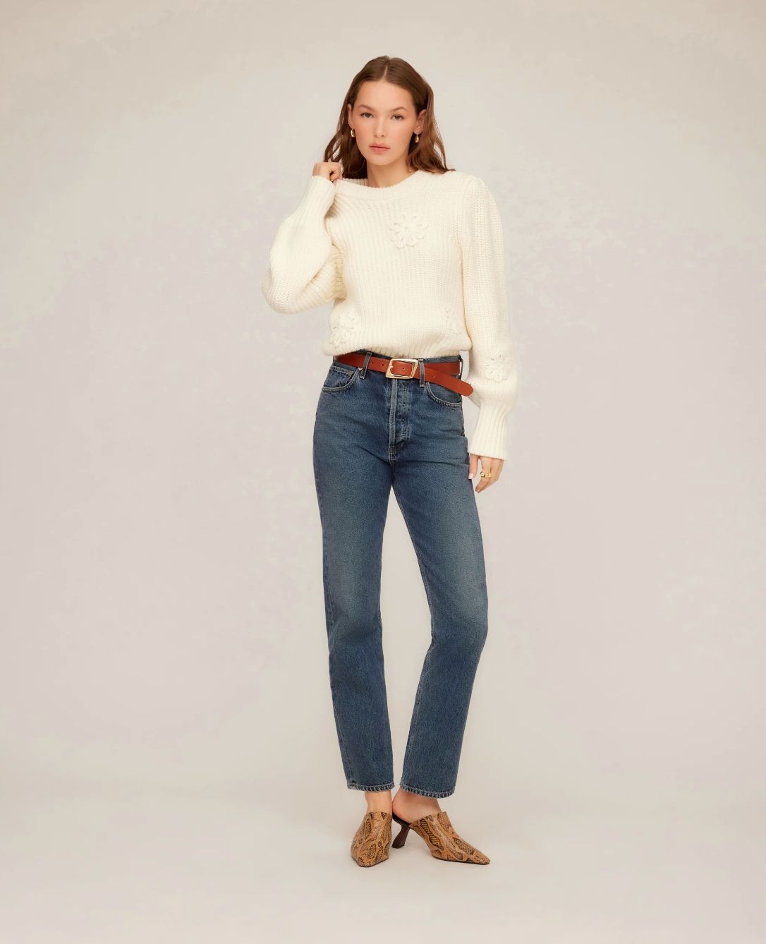 Fifteen Twenty Brylee Crochet Flower Detail Sweater