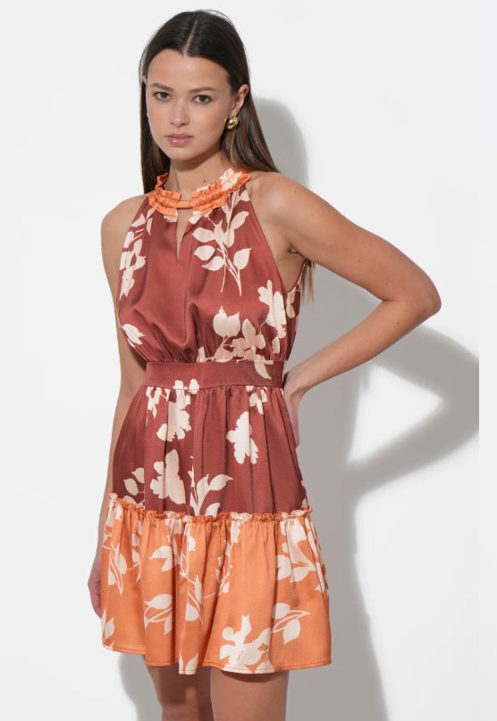 Adelyn Rae Traci Two Toned Mini Halter Dress