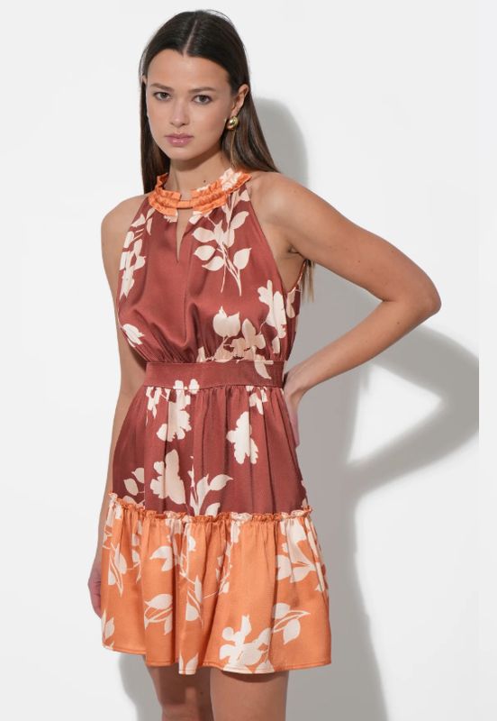 Adelyn Rae Traci Two Toned Mini Halter Dress