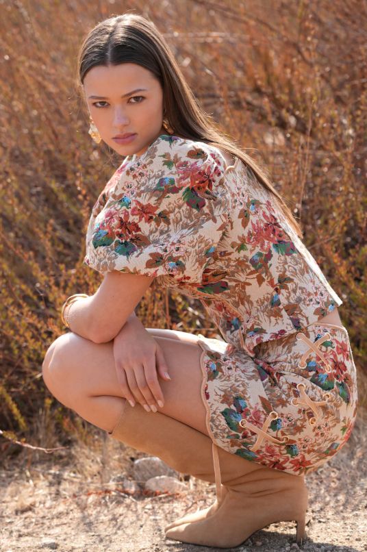 Adelyn Rae Lori Tapestry Lace Up Skirt