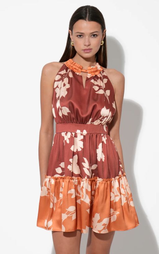 Adelyn Rae Traci Two Toned Mini Halter Dress