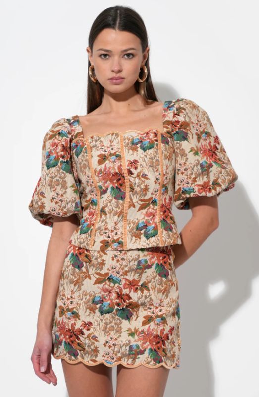 Adelyn Rae Lori Tapestry Lace Up Skirt