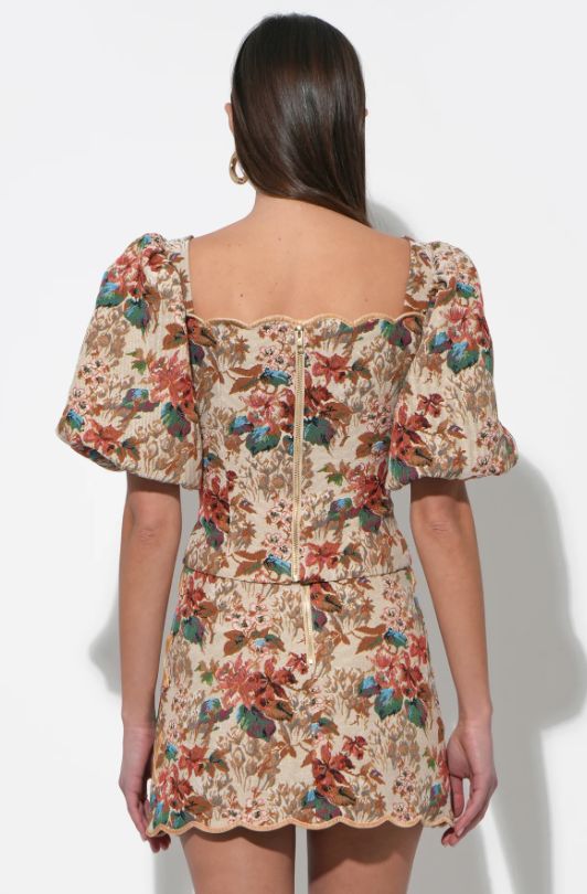 Adelyn Rae Lori Tapestry Lace Up Skirt