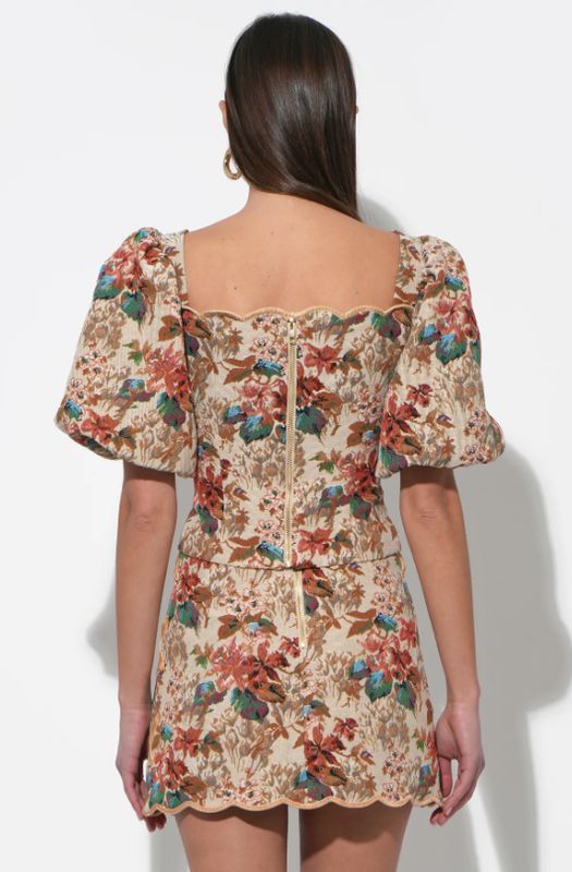 Adelyn Rae Lori Tapestry Lace Up Skirt
