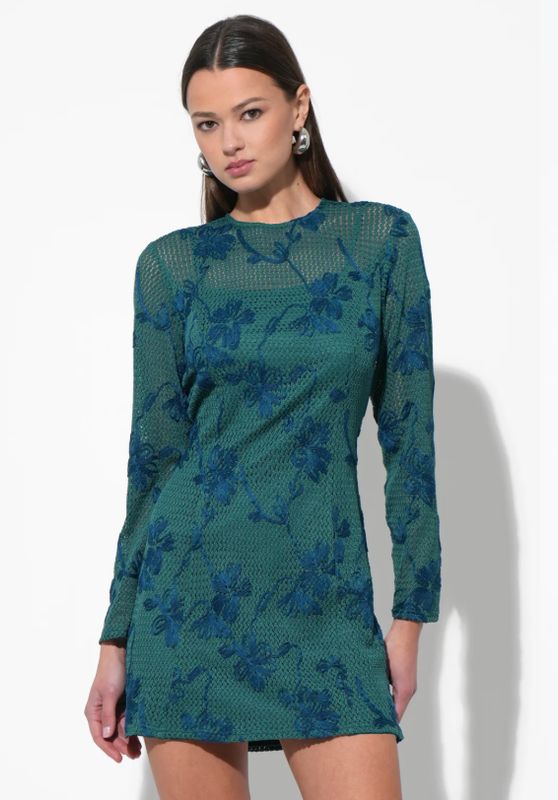 Adelyn Rae Cheryl Crochet Lace Mini Dress