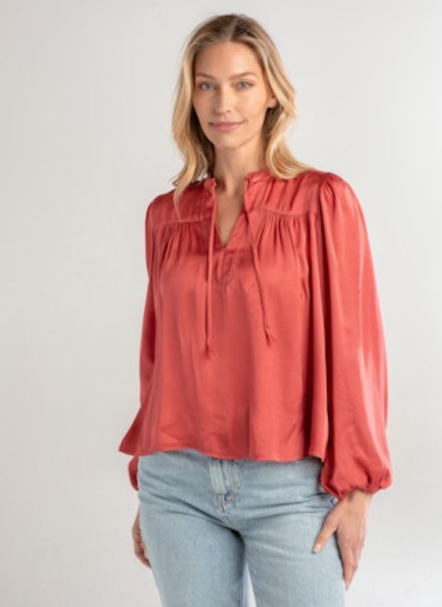 Red Haute Satin Blouse