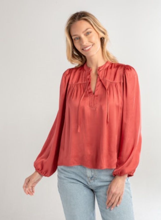 Red Haute Satin Blouse