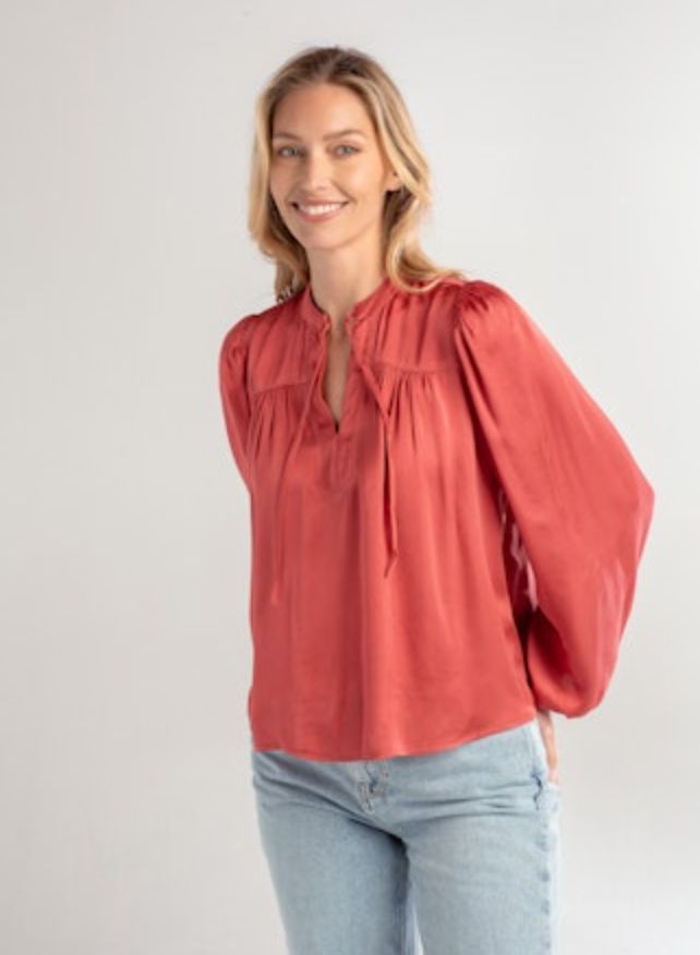 Red Haute Satin Blouse