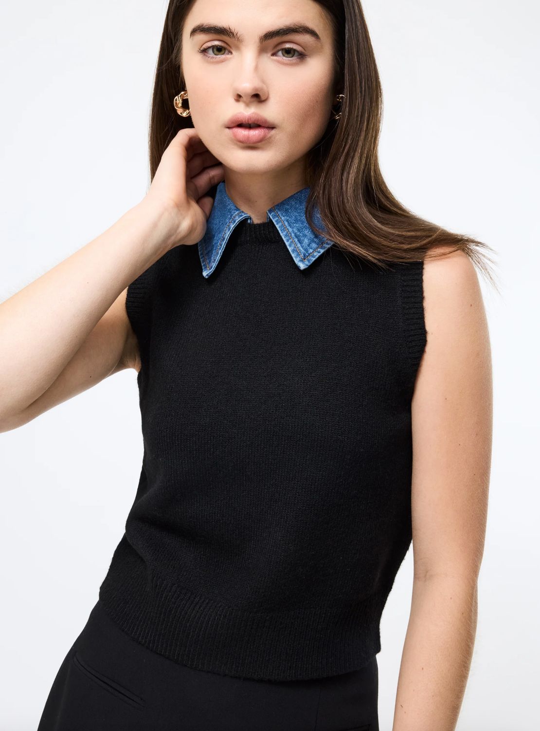 French Connection Ellie Knit Collared Vest