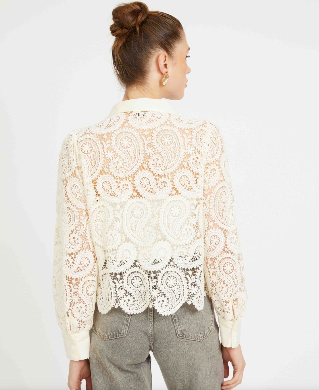 Caballero Emmie Top In Antique White Paisley Lace