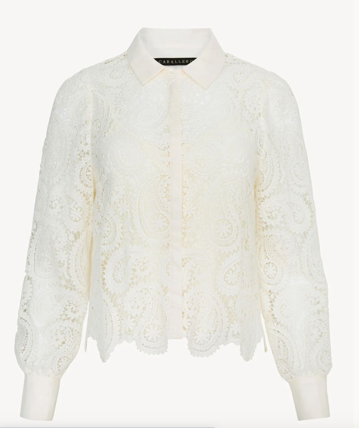 Caballero Emmie Top In Antique White Paisley Lace