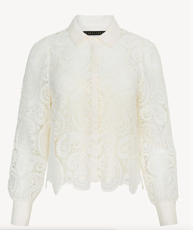 Caballero Emmie Top In Antique White Paisley Lace
