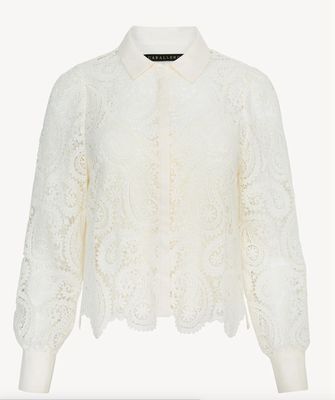 Caballero Emmie Top In Antique White Paisley Lace
