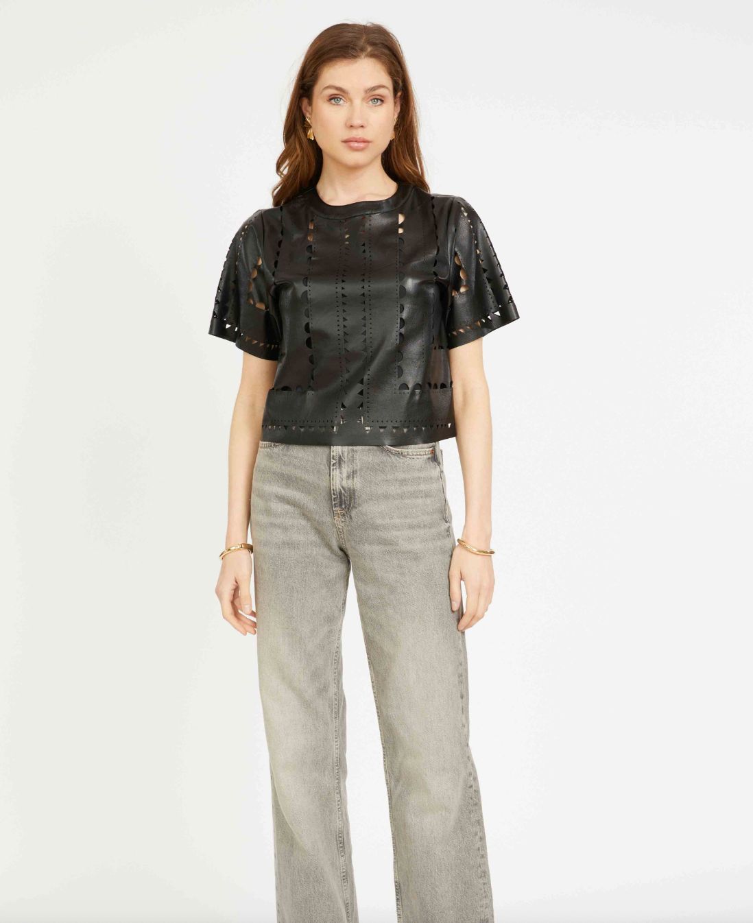 Caballero Anisa Top In Black Vegan Leather