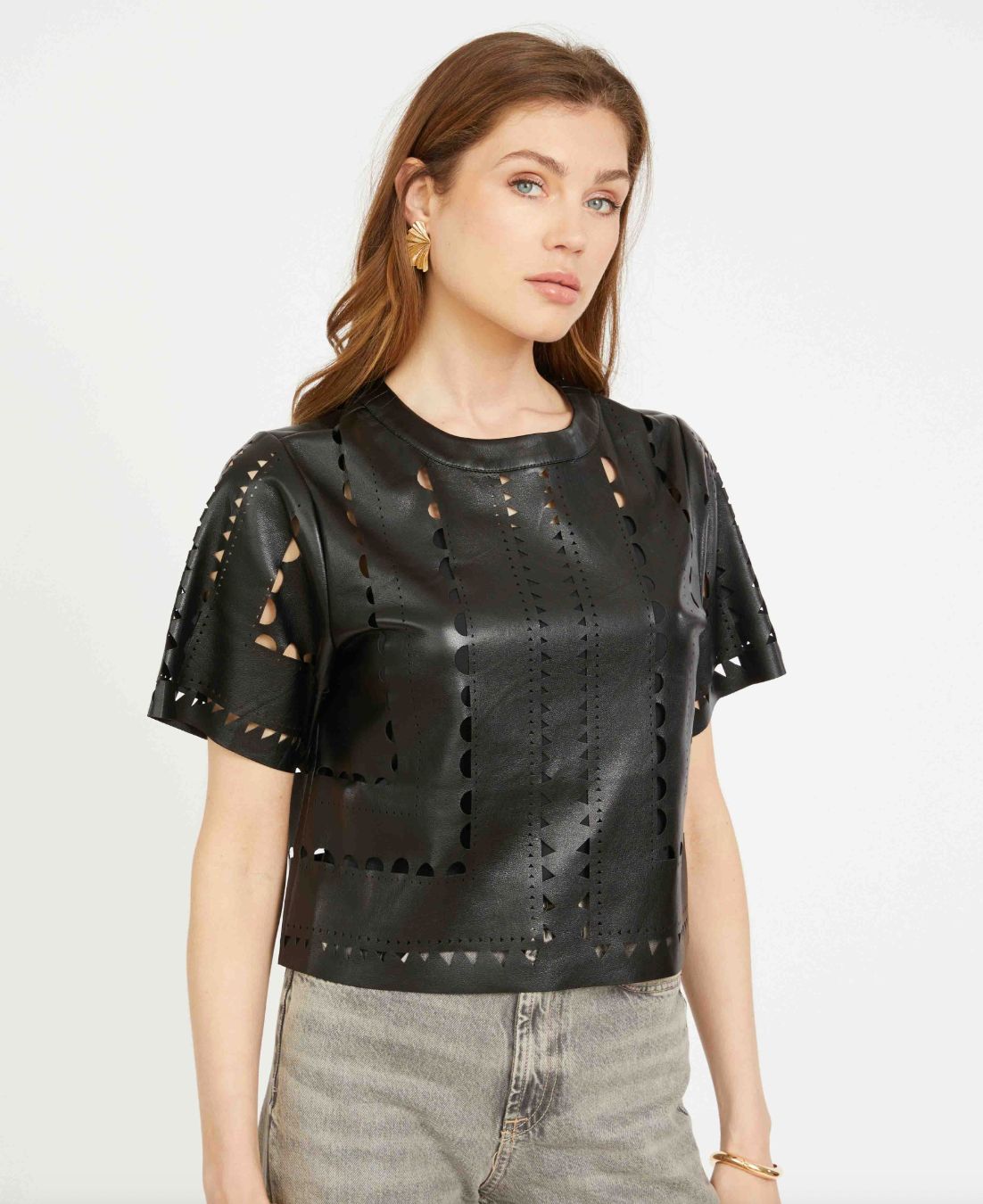 Caballero Anisa Top In Black Vegan Leather