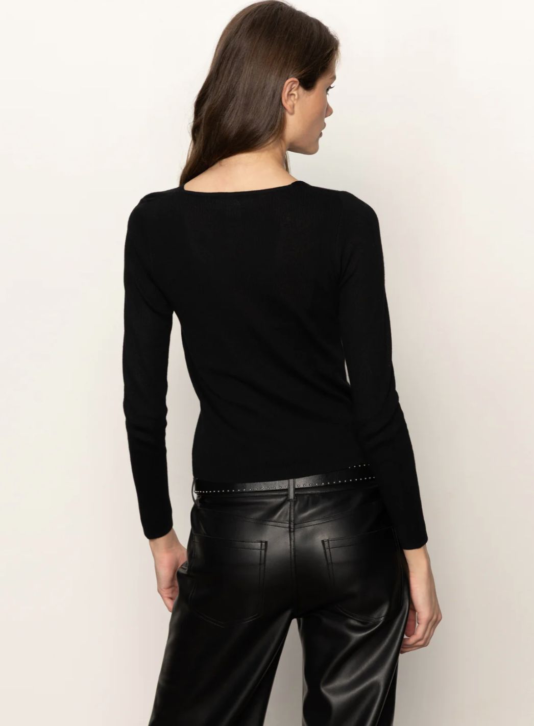 Sanctuary Long Sleeve Shoulder Twist Top Black