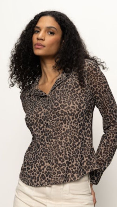 Sanctuary Fitted Mesh Button Down Top