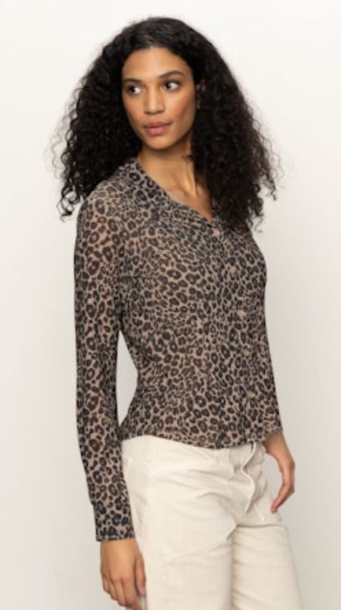 Sanctuary Fitted Mesh Button Down Top