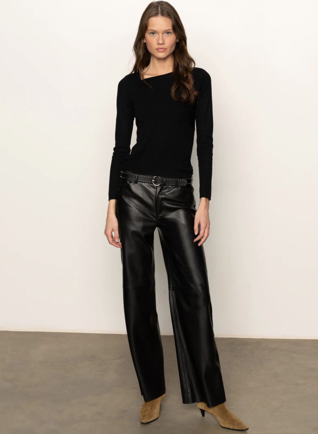 Sanctuary Long Sleeve Shoulder Twist Top Black