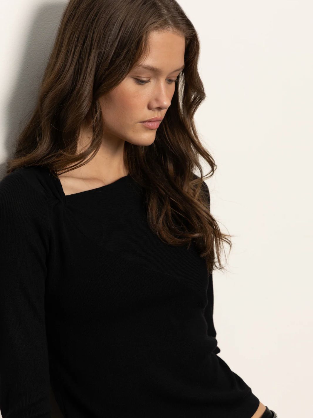Sanctuary Long Sleeve Shoulder Twist Top Black