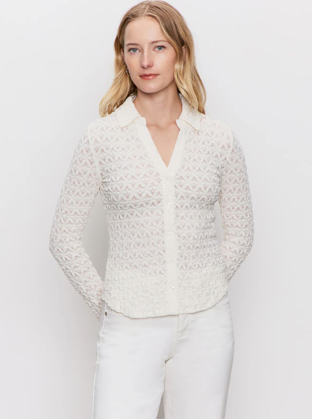 Sanctuary Dreamgirl Lace Button Up Top