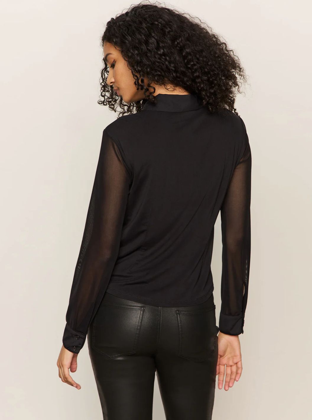 Sanctuary Fitted Mesh Button Down Top