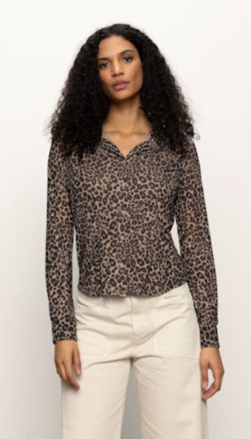 Sanctuary Fitted Mesh Button Down Top