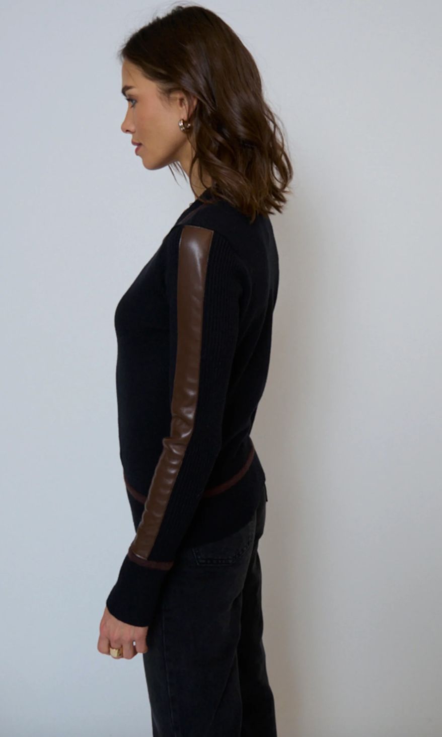 Central Park West Atlas Vegan Leather Accent Crew