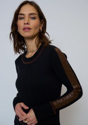 Central Park West Atlas Vegan Leather Accent Crew