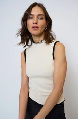 Central Park West - Isla Sleeveless Ruffle Turtleneck