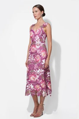 Adelyn Rae Prudence Floral Lace Midi Dress