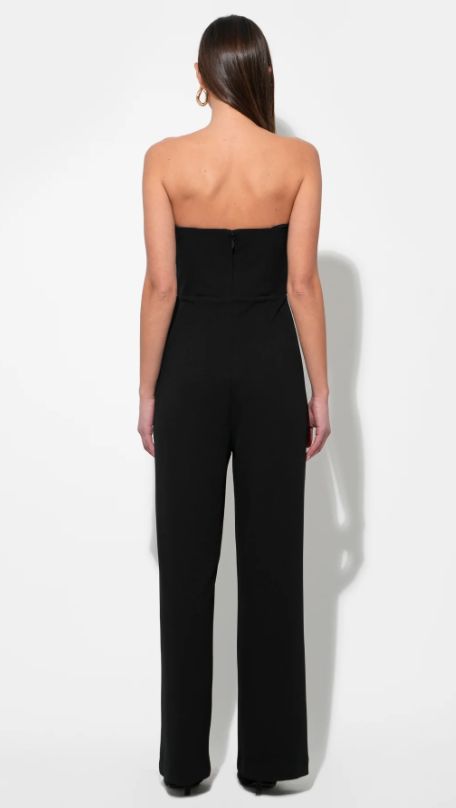 Adelyn Rae Donna Stretch Crepe Jumpsuit With Contrast Mesh