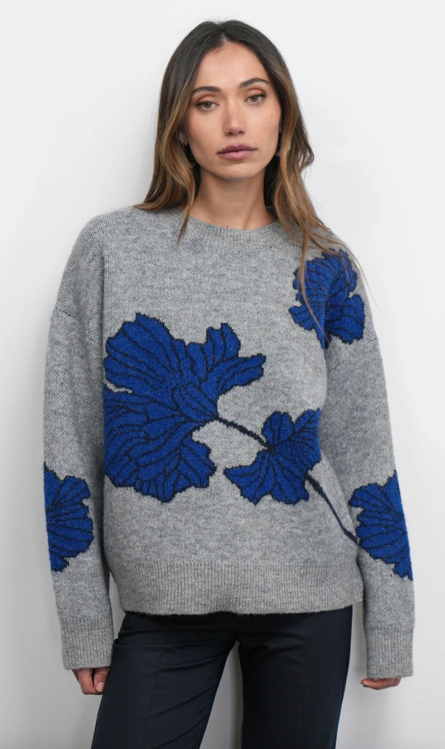 Greylin Bennett Intarsia Flower Sweater