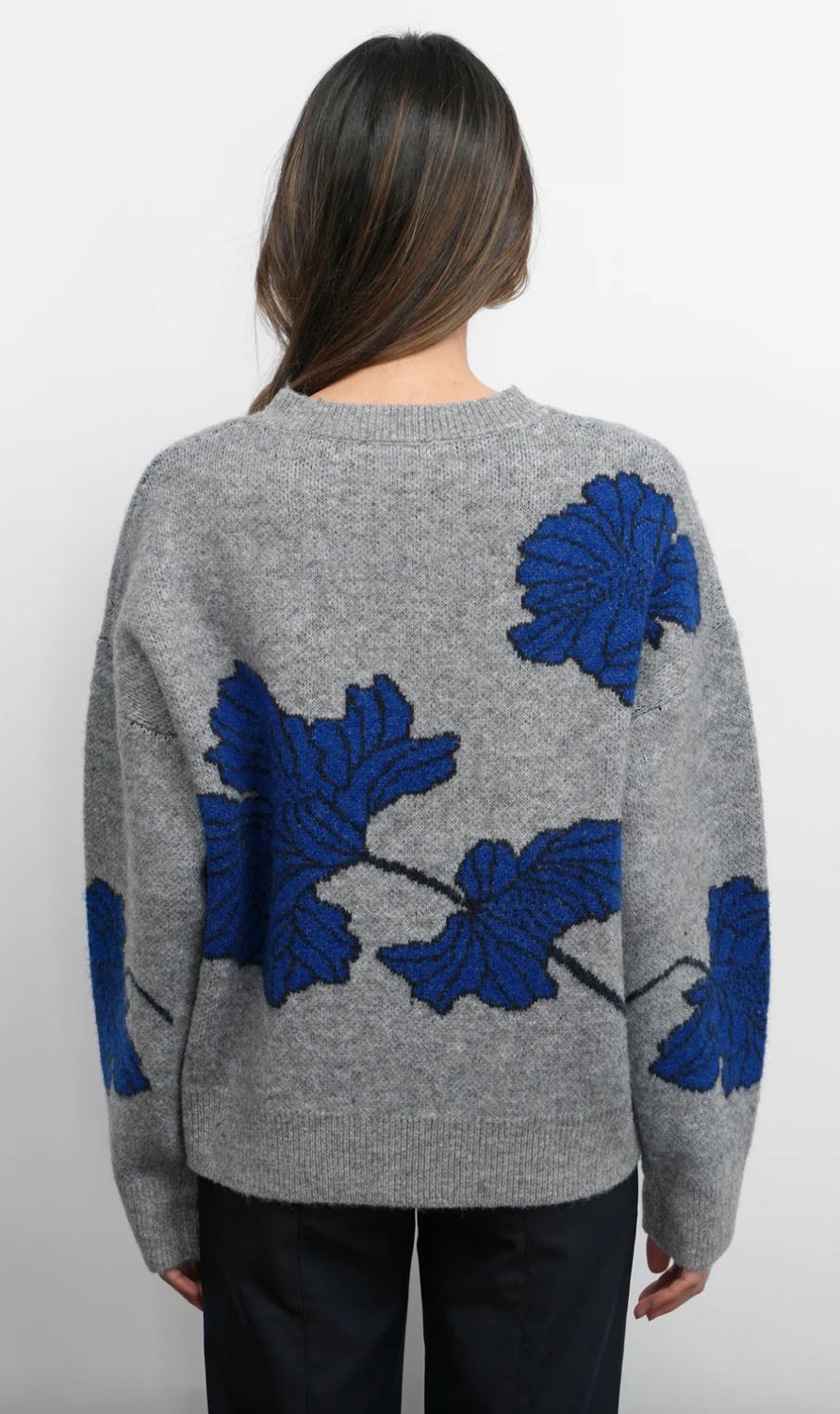 Greylin Bennett Intarsia Flower Sweater