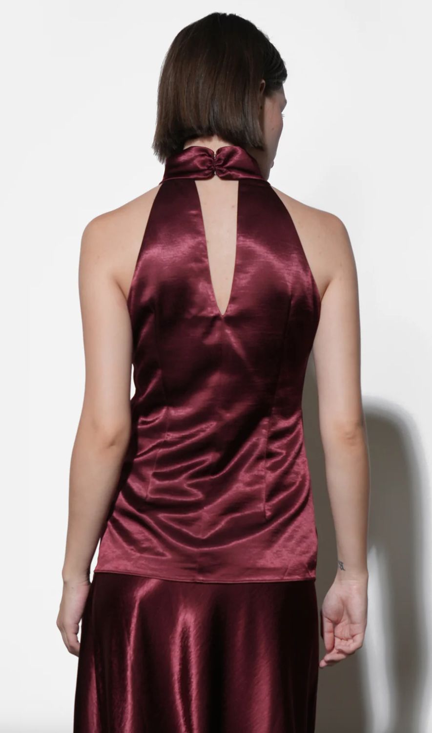 Greylin Addison Cowl Funnel Neck Halter Top