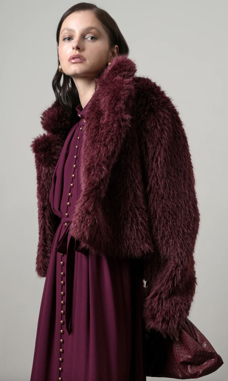 Greylin Maddox Shaggy Faux Fur Cropped Coat