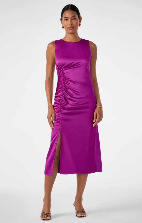 Trina Turk Chestnut Ruched Midi Dress
